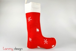 Big red Christmas boots with snowflake embroidery